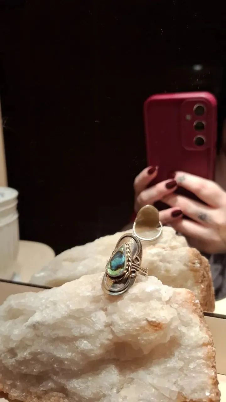 Anel em Gota com Abalone Natural e regulagem - Foto 5