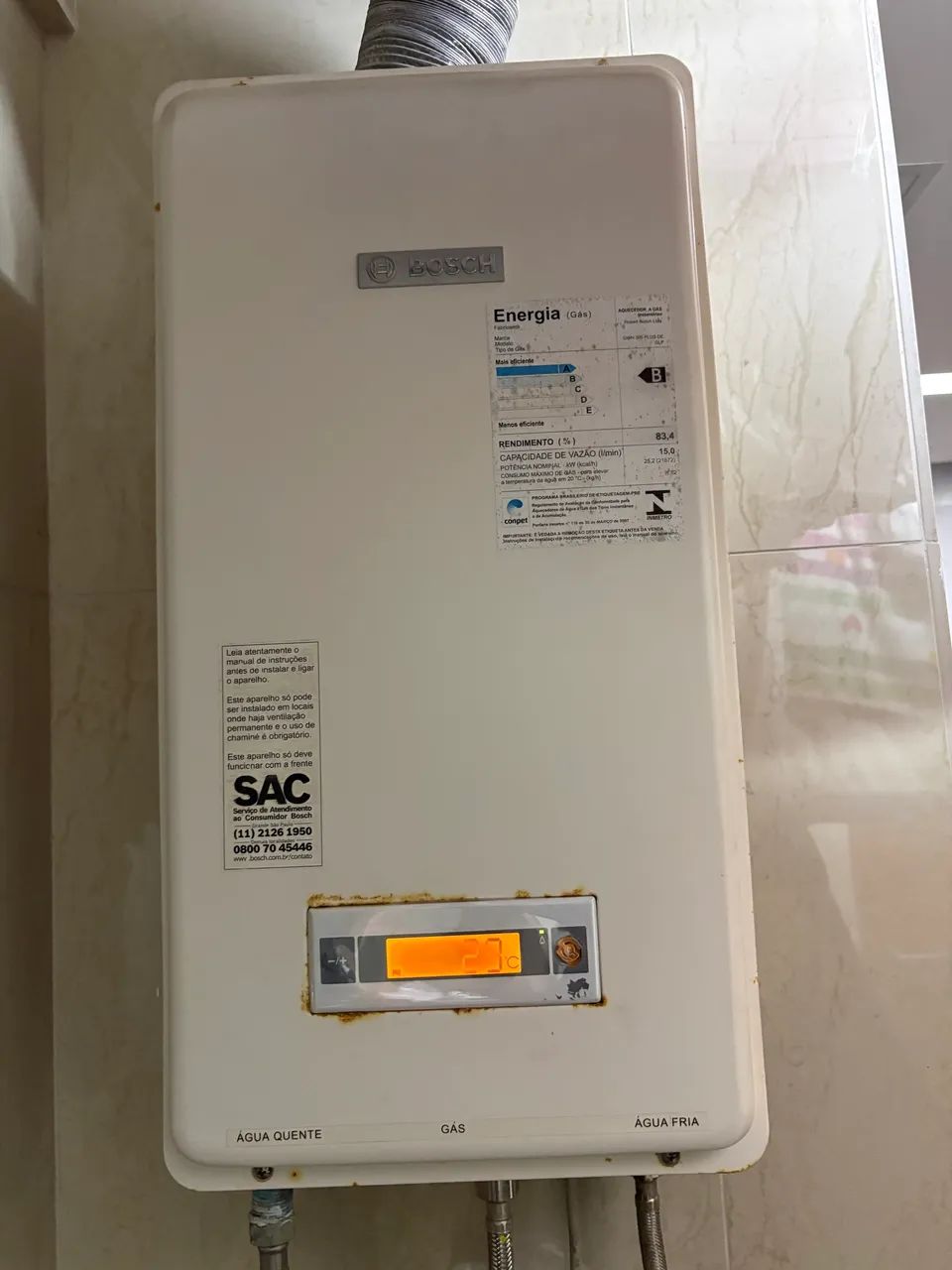 Aquecedor a gás GLP Bosch 