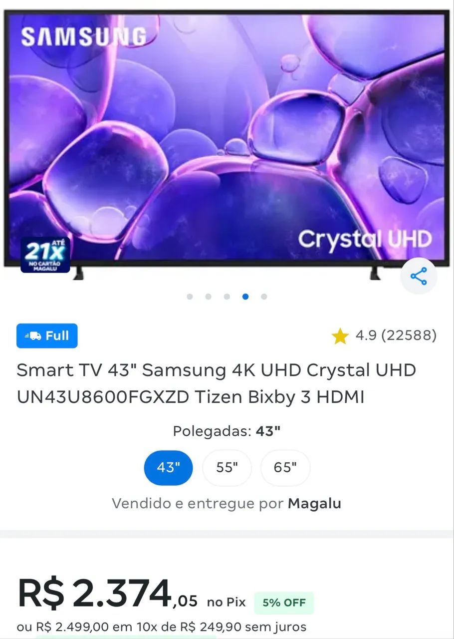 Tv samsung 4k 43 polegadas - Foto 4
