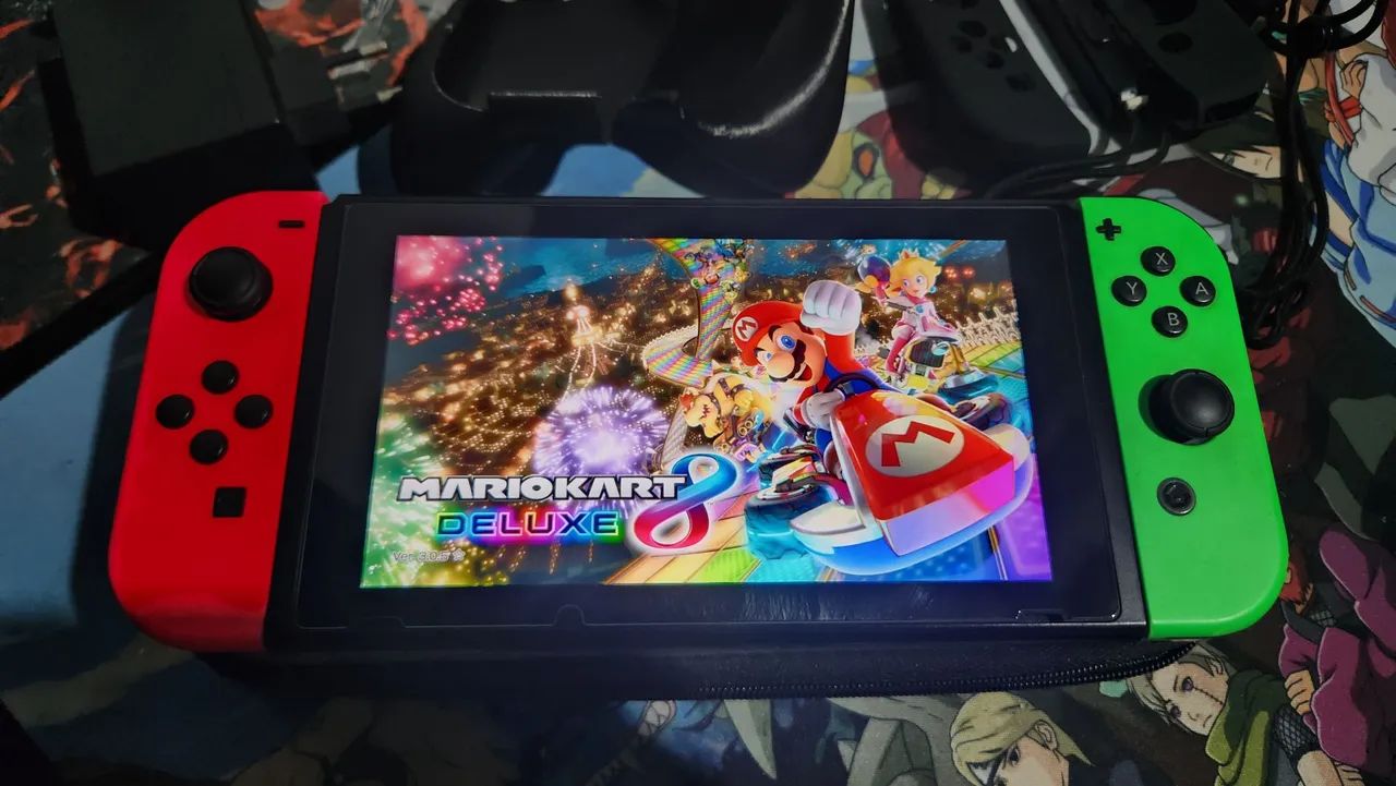 Nintendo Switch V2 Des.travado Chip SD 256GB jogos Película Case