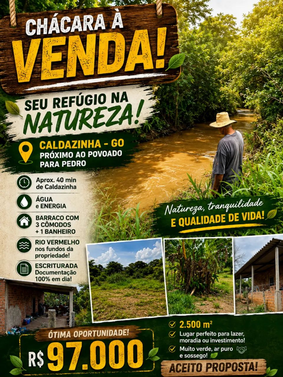 CHÁCARA À VENDA - 2.500 m² - CALDAZINHA/GO