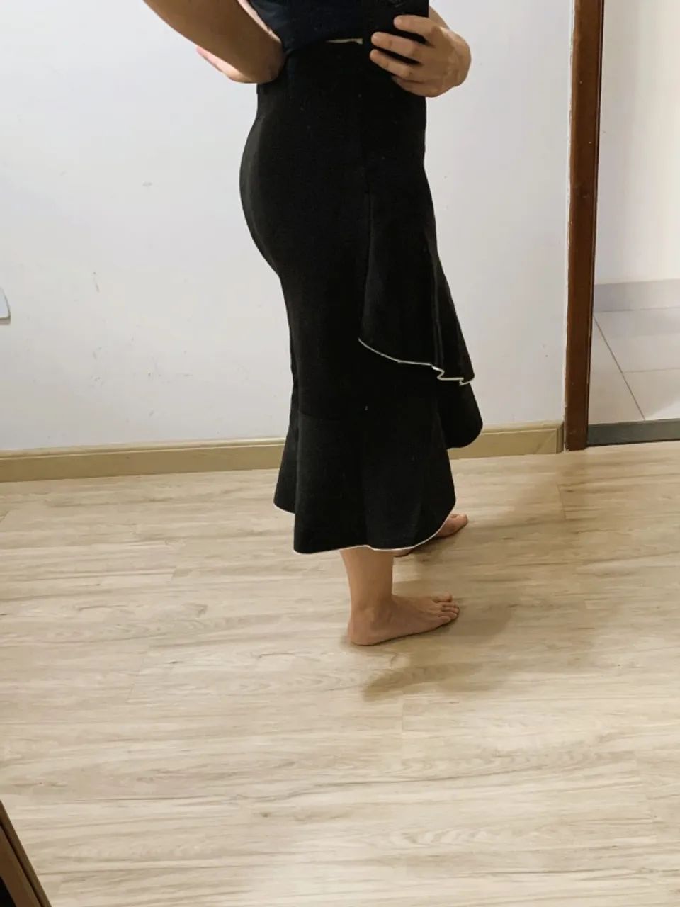 saia le lis blanc preta babados - Foto 5