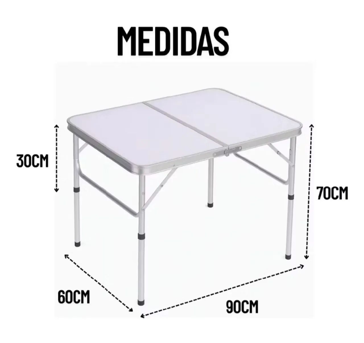 Mesa dobrável de alumínio 90x60cm nova - Foto 3