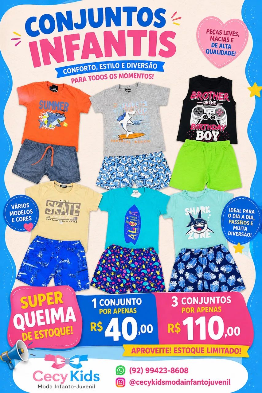 Roupas infantis masculinas e femininas 