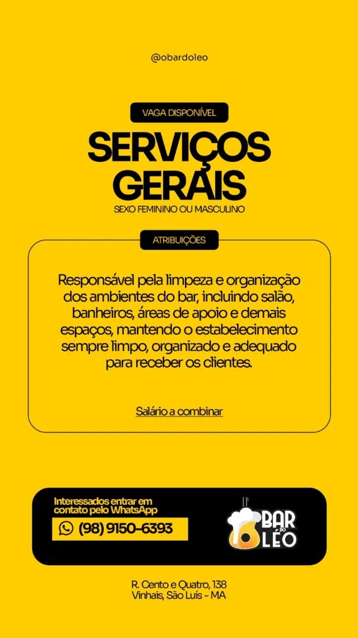 Vaga Serviços Gerais