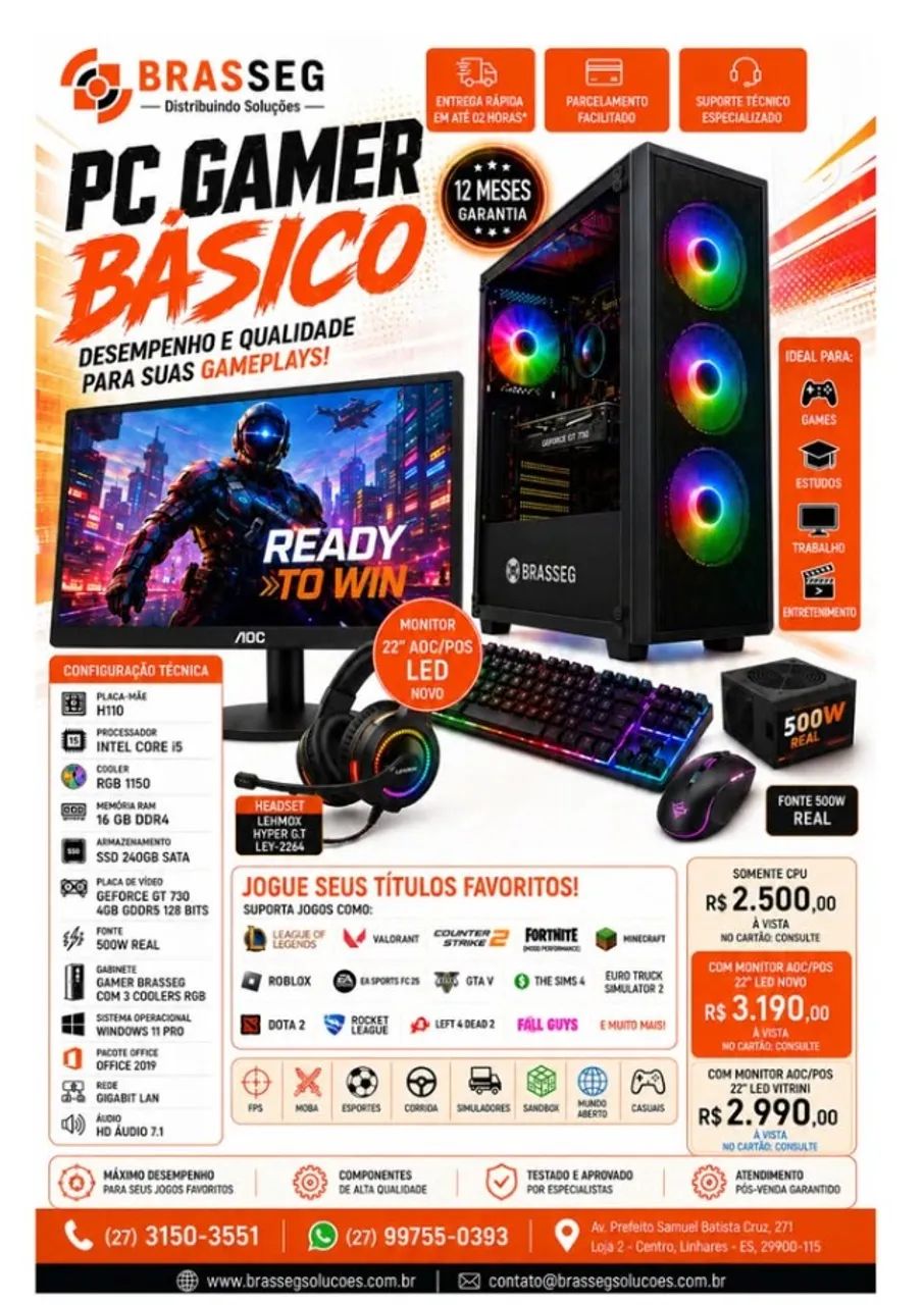 PC Gamer Básico | Intel Core i5 | 16GB DDR4
