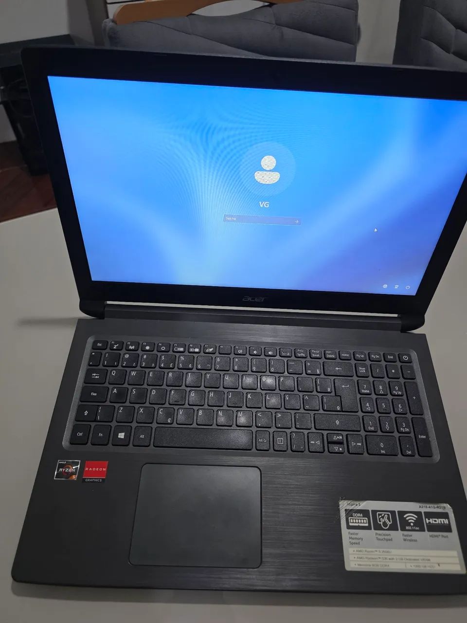 Notebook Gamer Acer Ryzen 5, 8gb Ram, SSD 240gb, 15,6" polegadas 