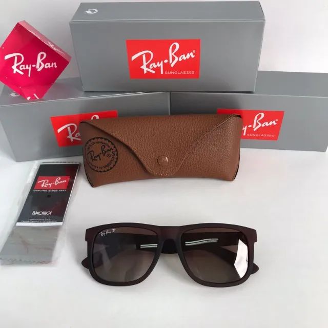 óculos de sol ray ban justin marrom lentes polarizadas - Foto 5
