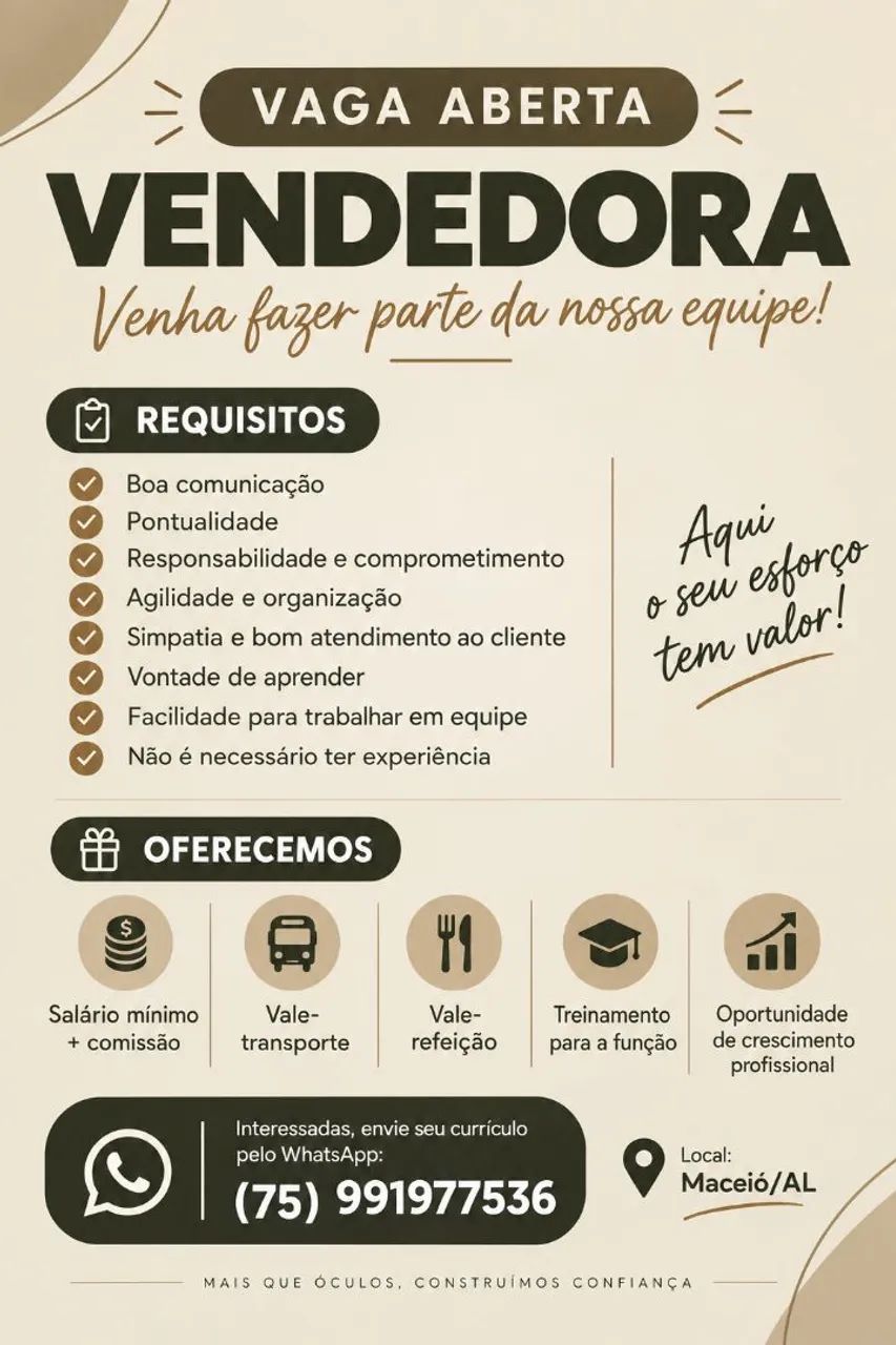 Vaga pera vendedora