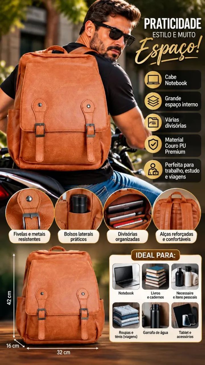 Mochila Reforçada Masculina Nova