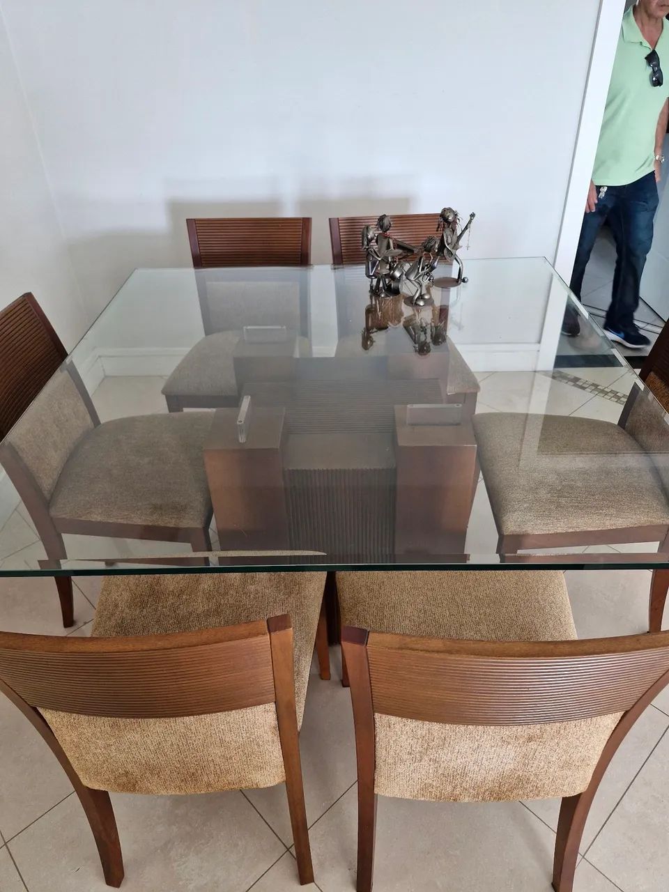 MESA 6 LUGARES TAMPO DE VIDRO
