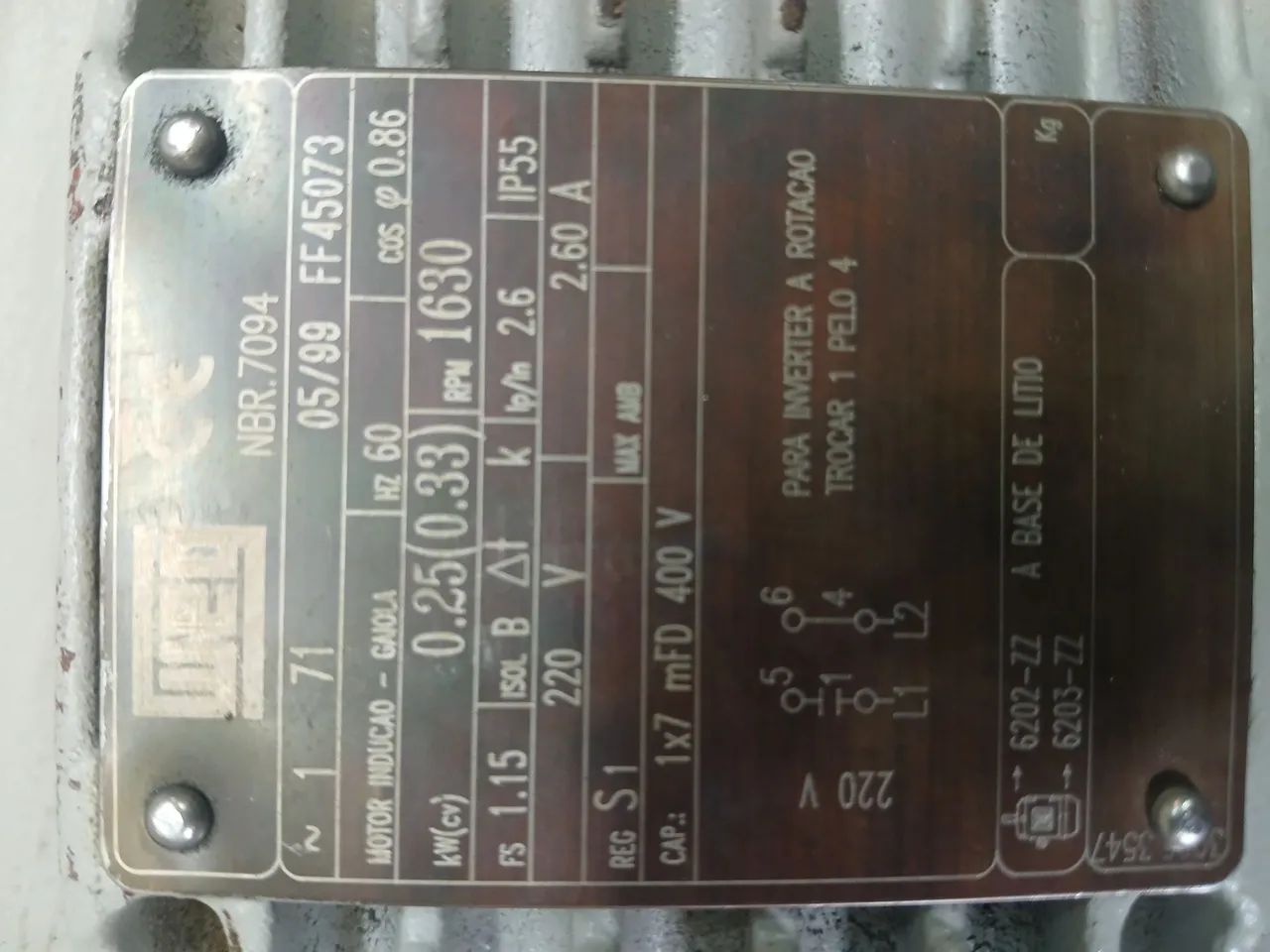 Motor elétrico weg monofásico 0,33 cv 4 pólos  - Foto 6