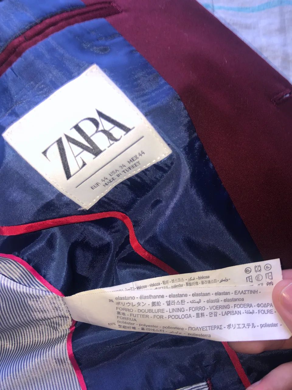 Blazer Corte slim Zara Tam 44 Vinho - Foto 3
