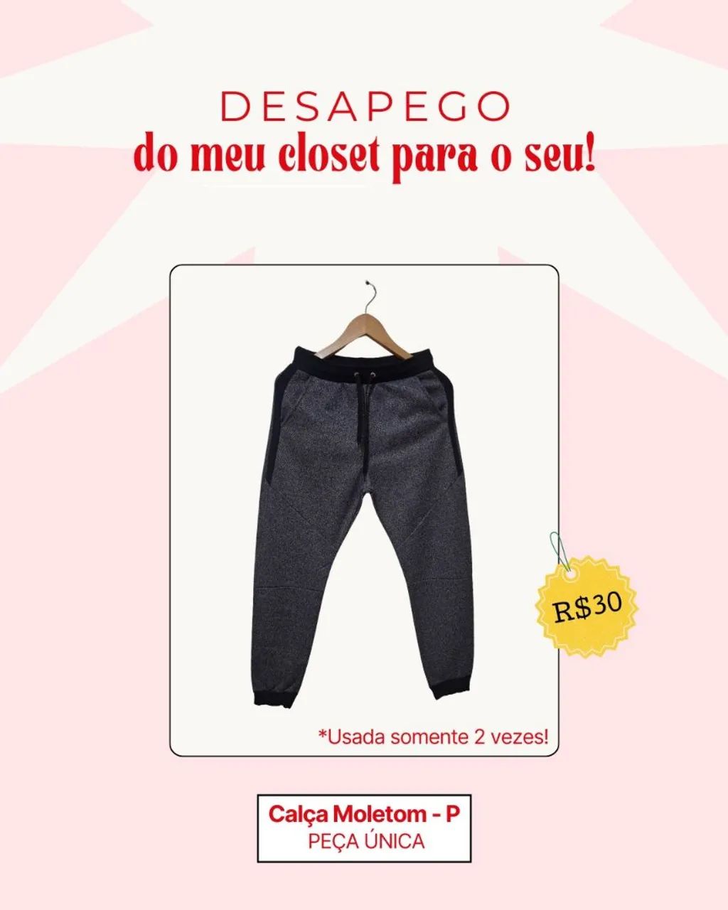 DESAPEGO/BRECHÓ - Calça Moletom Feminina