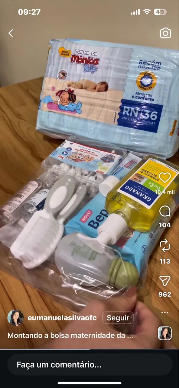 Kit produtos maternidade bebê 