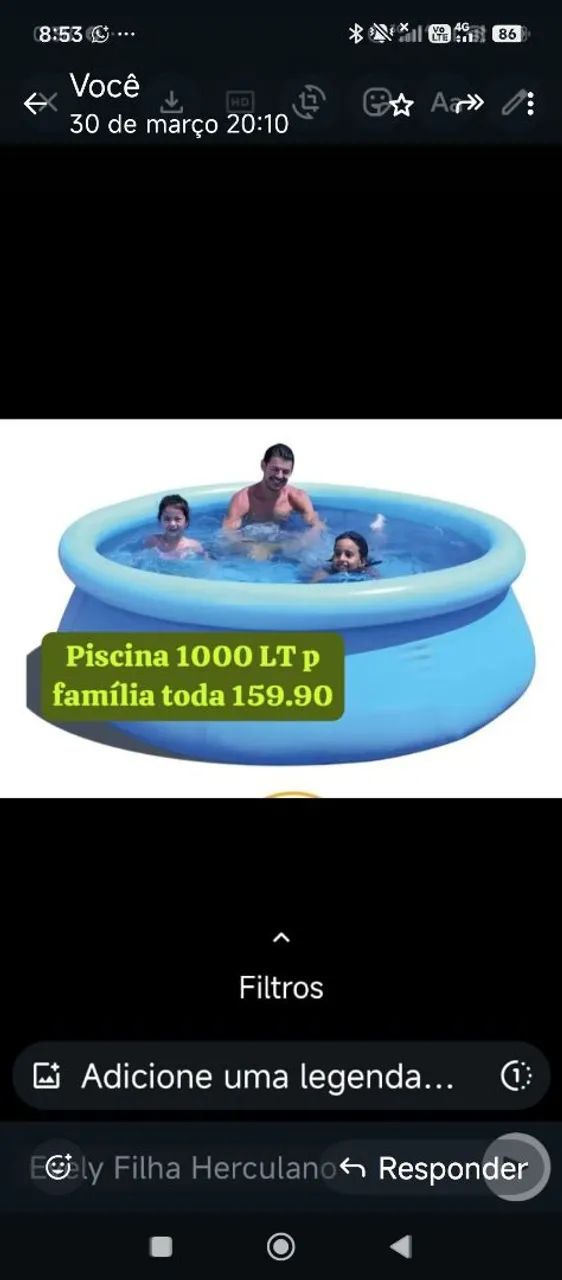 Piscina 1000 LT diversão garantida 