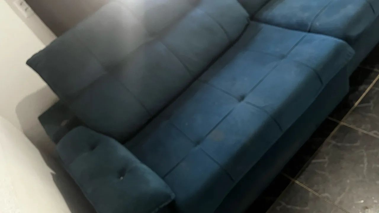 Sofa Suede azul 2 m e 90 de comprimento retrátil e reclinável  - Foto 3