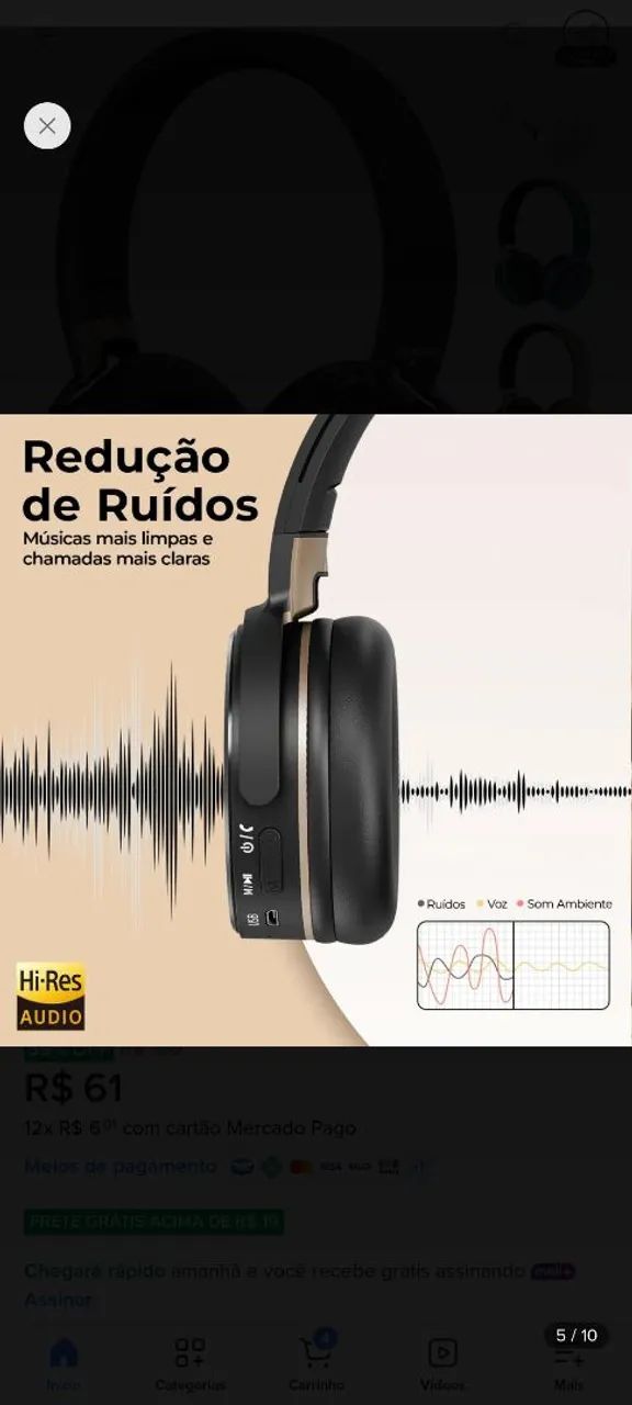 Fone Ouvido Bluetooth Regulável Com Microfone E Redução Ruíd - Foto 2