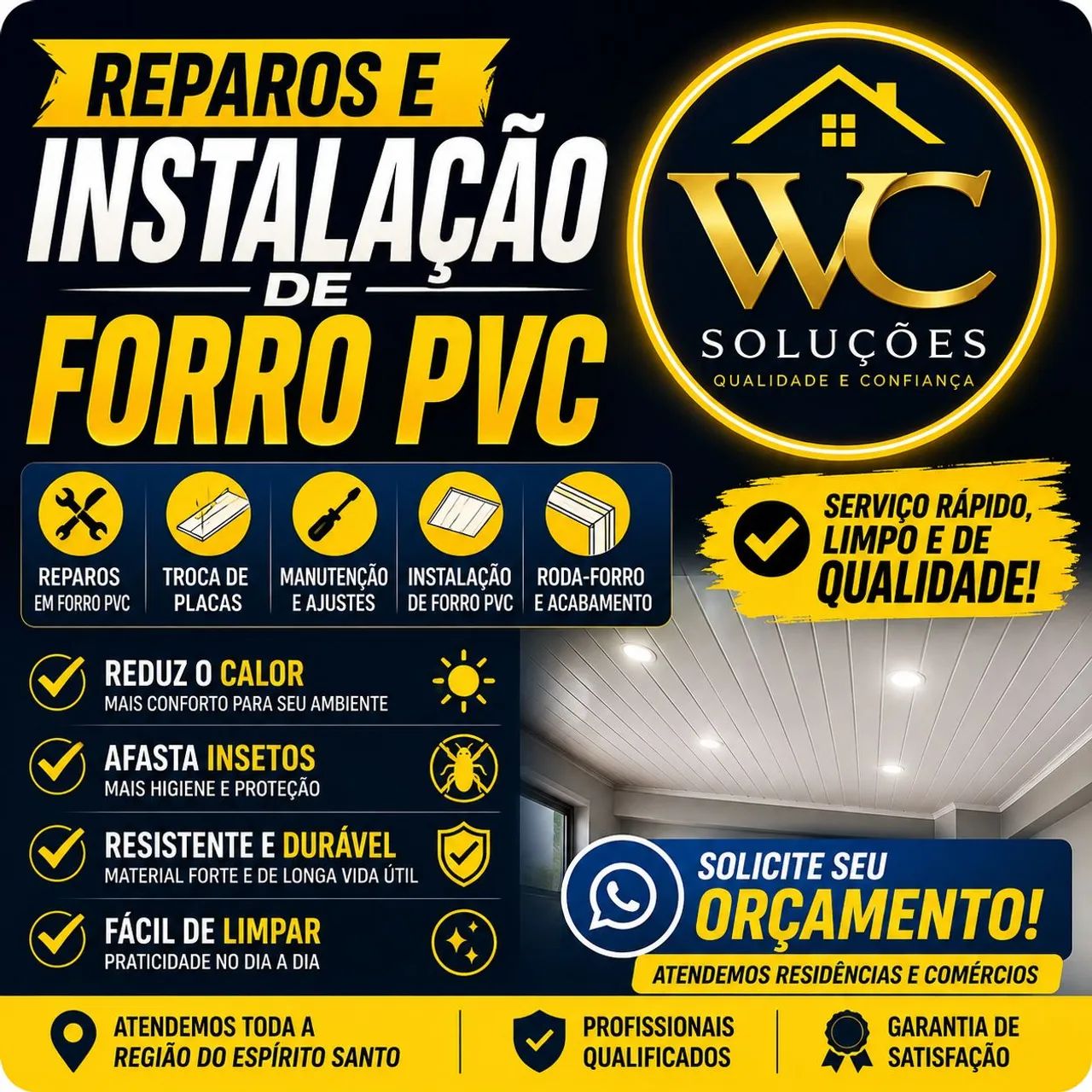 INSTALAÇÃO  Forro PVC | Reparos | WC Soluções