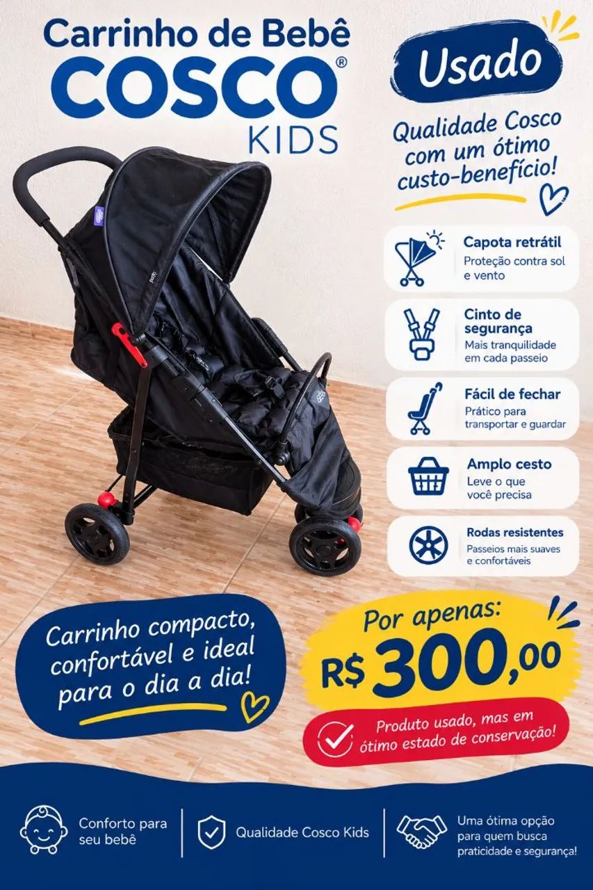Carrinho de bebê Cosco Kids (usado)