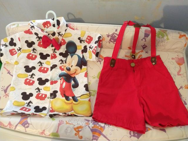 Roupa Mickey usada apenas uma vez, veste de 1 a 2 anos