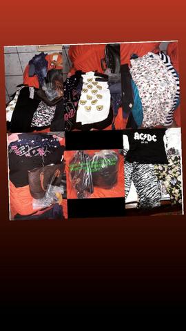 Lote de roupas e utilidades domésticas7 vestidos,