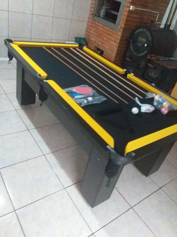 Mesa de Sinuca e Bilhar Cor Branca Tecido Preto Mod. BKGU4015 - Foto 2