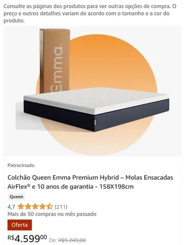 Colchão Queen Emma Premium Hybrid - Molas Ensacadas AirFlex® e 10 anos de garantia - - Foto 5