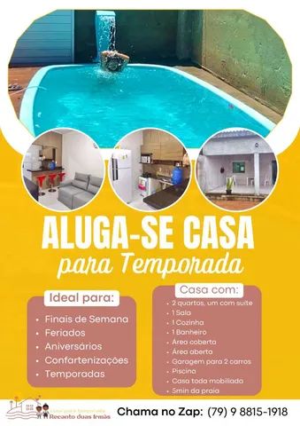 Casa para temporada, finais de semanas e feriados - Temporada