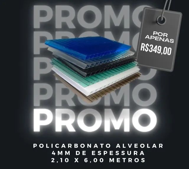 Placa de Policarbonato Alveolar 2,10 mts x 6,00 mts 4mm em promoção!
