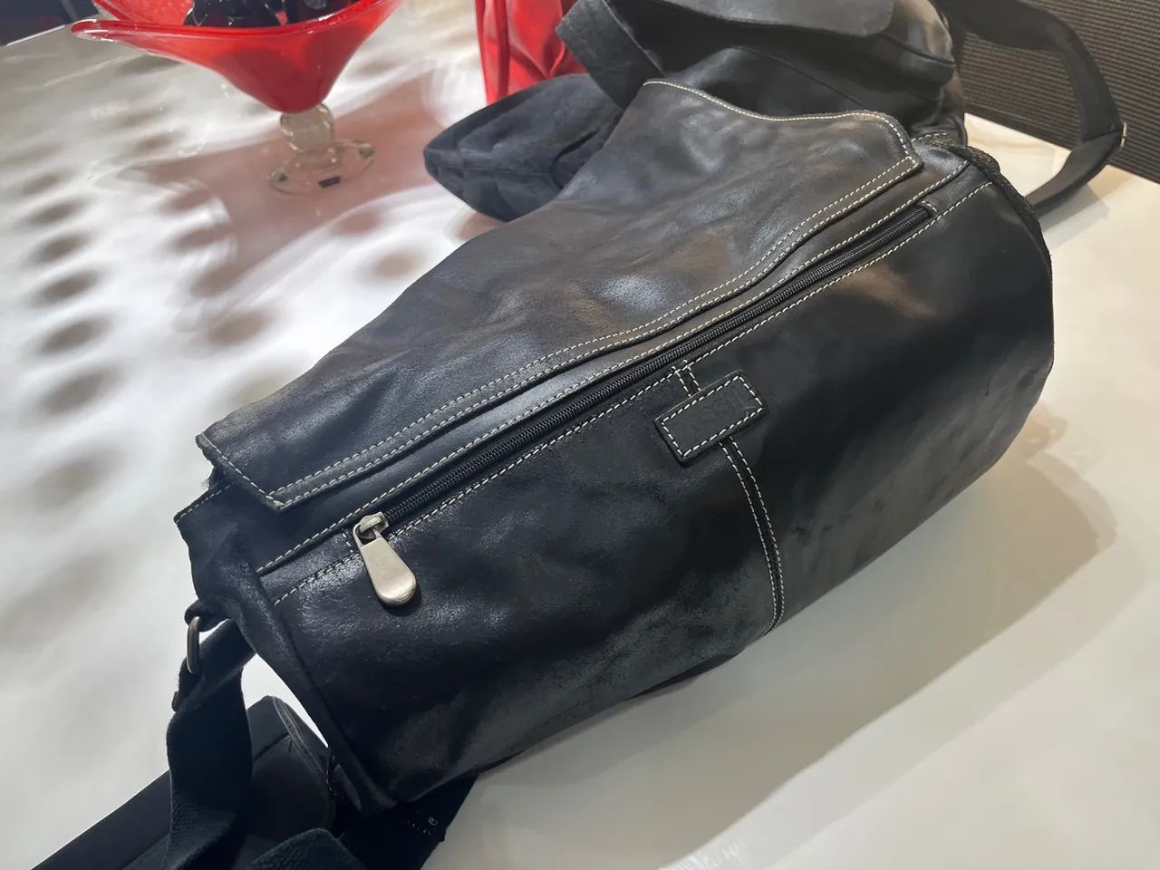 Bolsa de Ombro Masculina de Couro da grife Fóssil - Foto 2