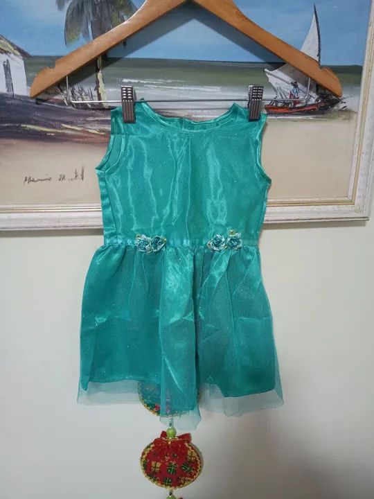 Vestido de tule brilhante verde bebê menina - Foto 3