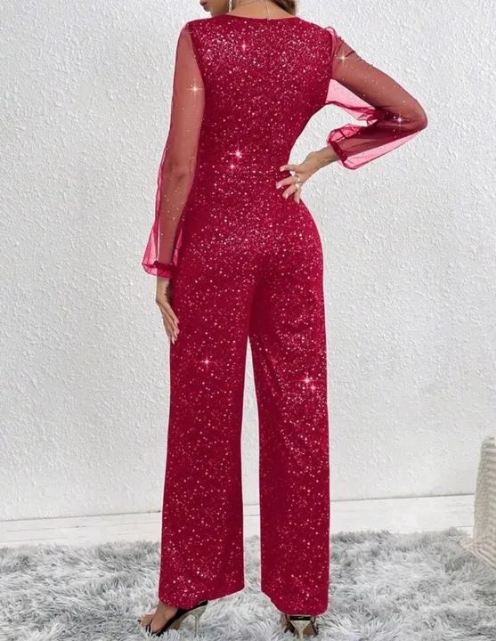 Macacão feminino vermelho com brilho  - Foto 5