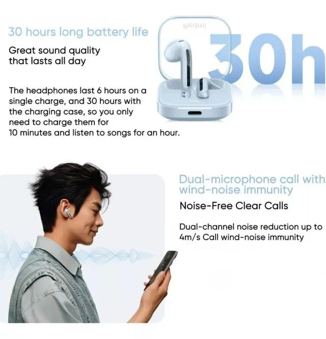 Fone Bluetooth Redmi Buds 6 Active Branco - Foto 6