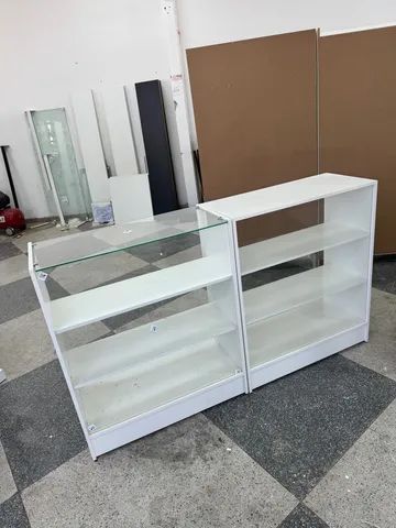 Balcão vitrine e balcão vitrine c/ vidro superior MDF 