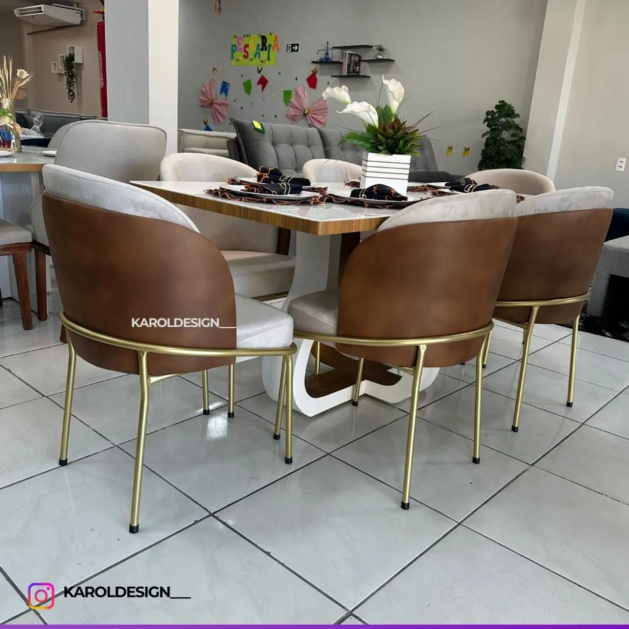 Mesa de 6 Cadeiras para Mesa de Jantar com Design Moderno e Elegante