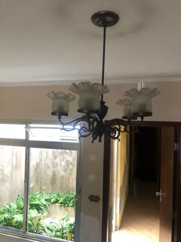 Lustre colonial tulipa antigo raro bronze - Foto 3