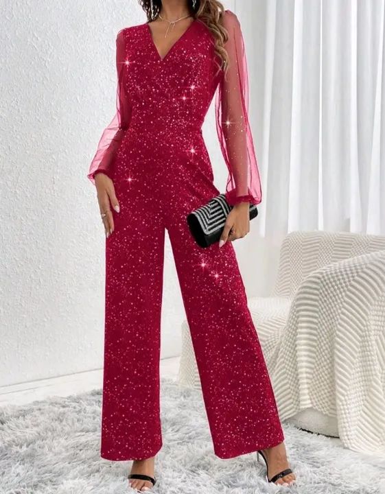 Macacão feminino vermelho com brilho  - Foto 2