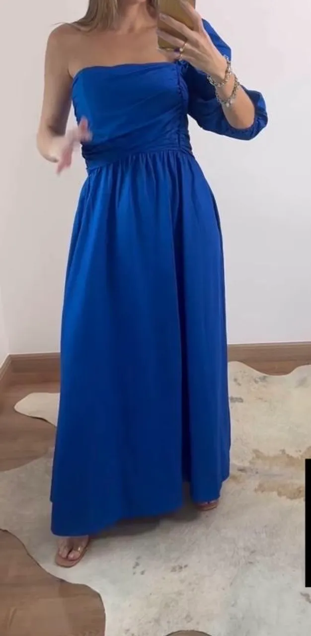 Vestido Longo Azul Farm