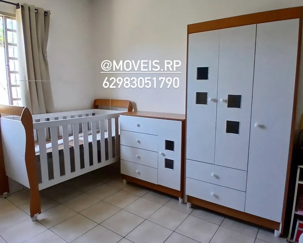 Quarto Infantil Completo 3 Peças - Berço 4 em 1 - Foto 2