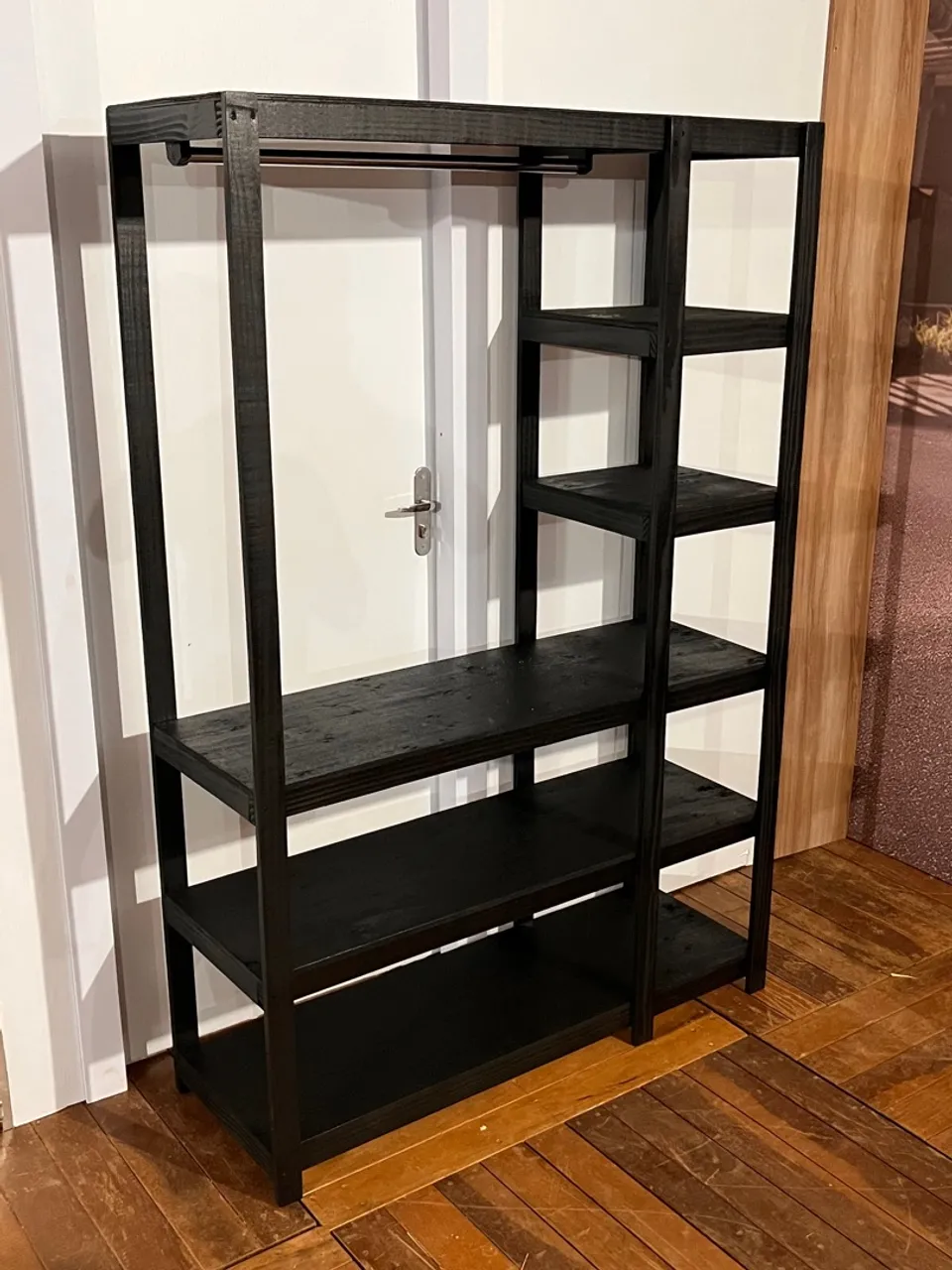 Arara Cabideiro Guarda-Roupa/Closet de Madeira Preto