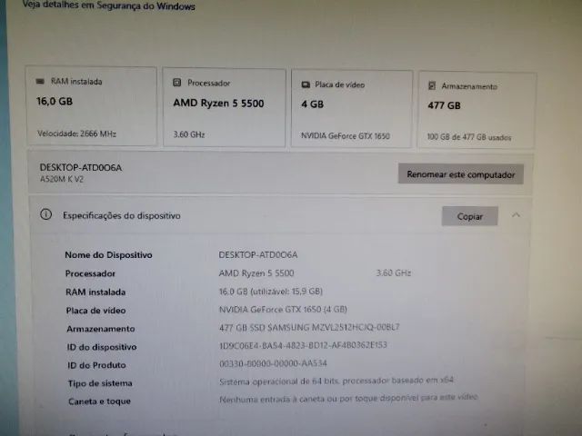 PC gamer completo Ryzen 5 5500 16gb gtx1650 ssd 512bg m.2 monitor 24" - Foto 6