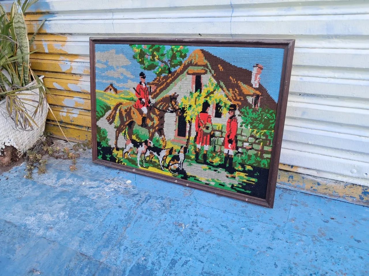 Quadro tapeçaria com cena de caça - Foto 4