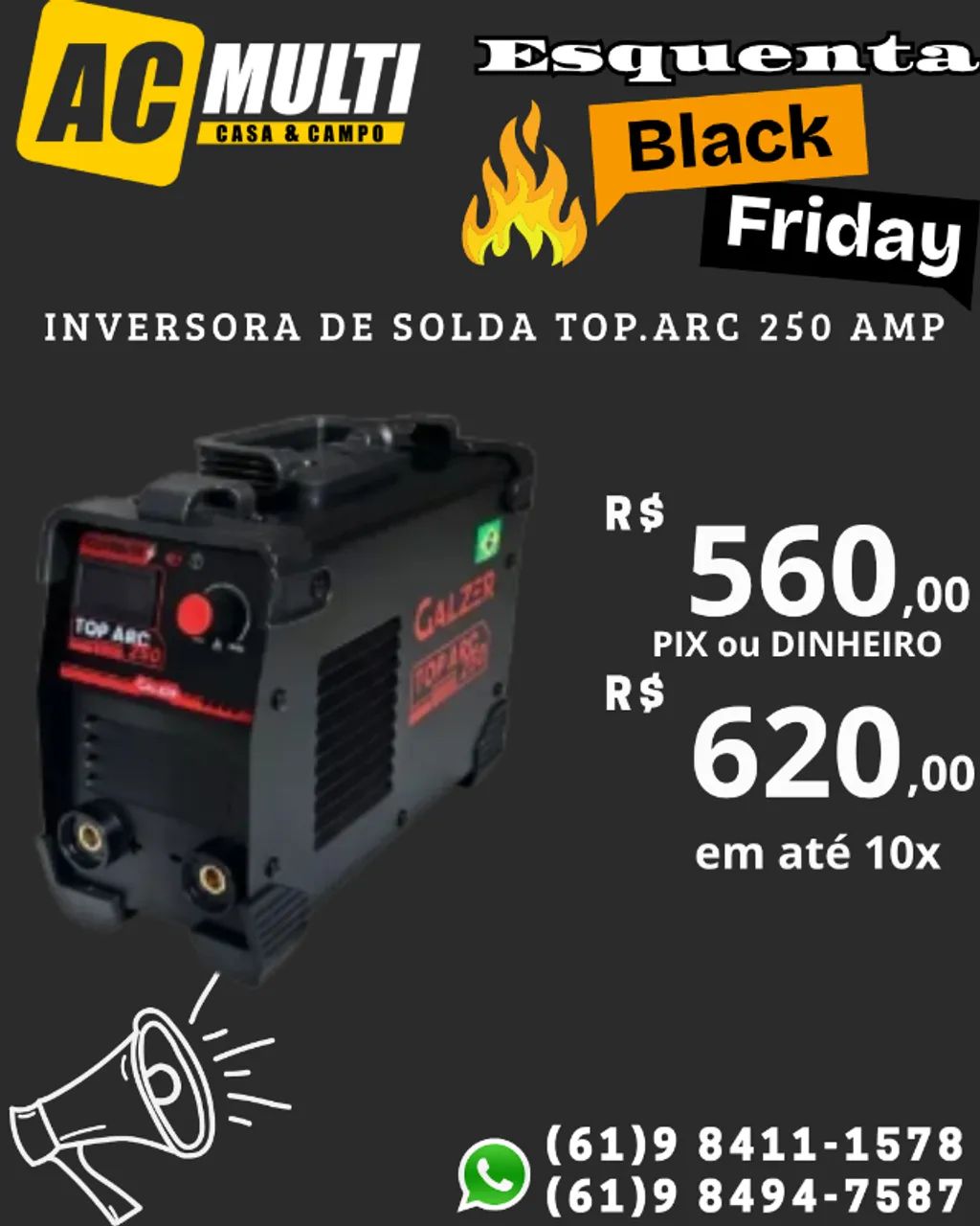 Inversora de Solda TOP.ARC 250 Amp