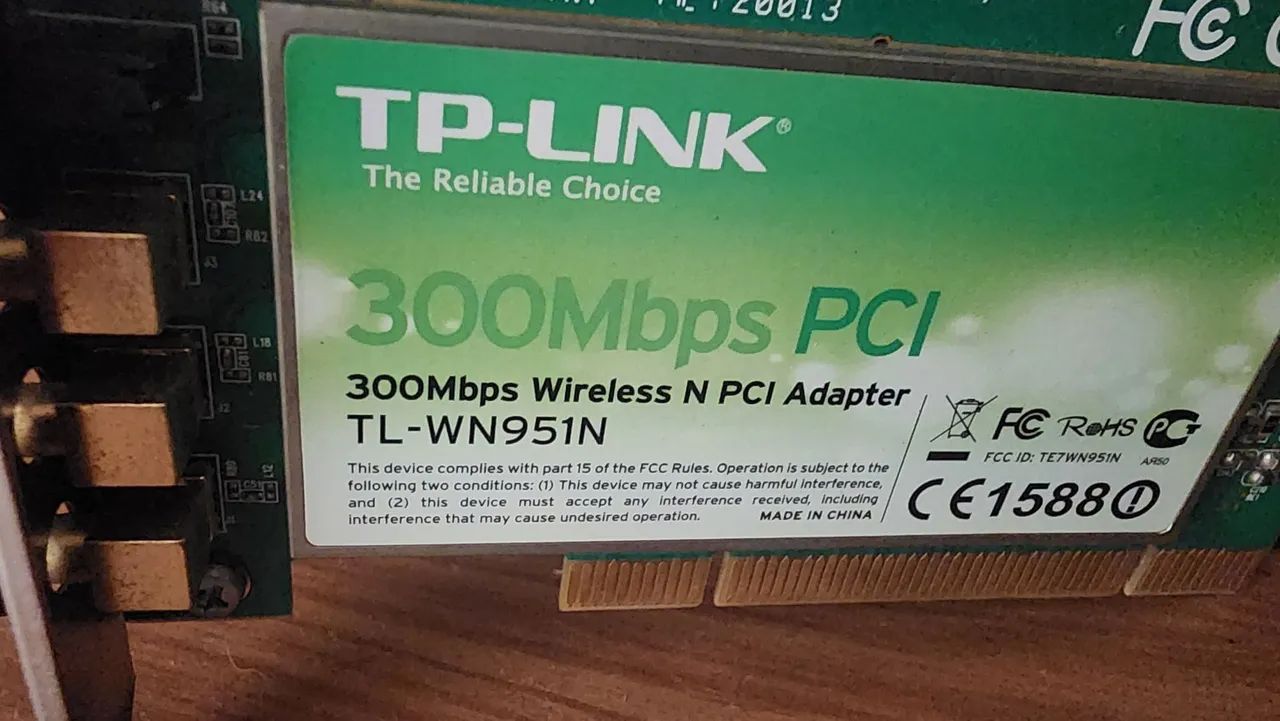 Placa de Rede Wi-Fi TP-Link TL-WN951N 300Mbps PCI