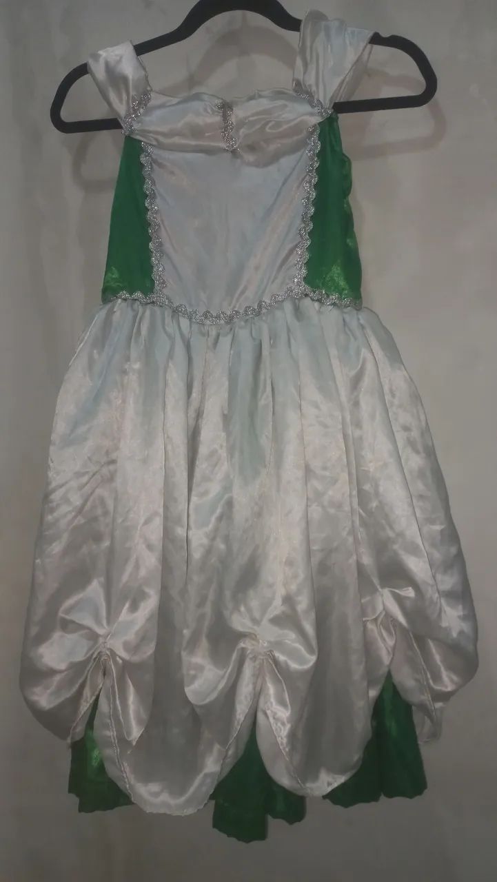 Vestido Rainha Junina Infantil - Branco e Verde