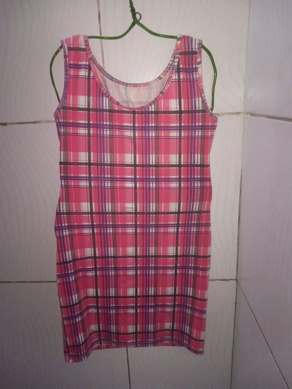 Vestido Regata Xadrez Rosa Feminino M  - Foto 5