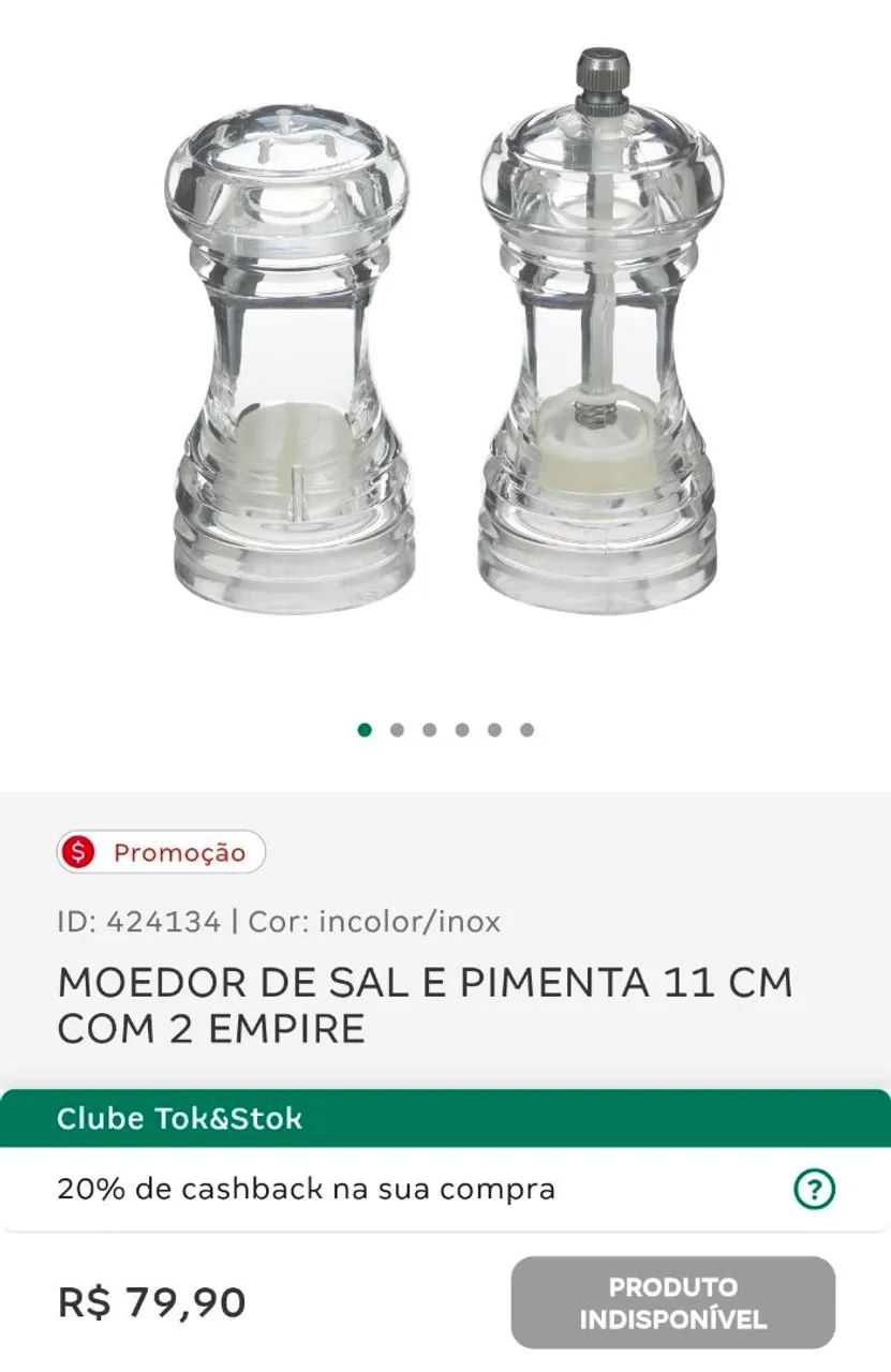 PAR MOEDOR DE SAL E PIMENTA 11 CM - Foto 3