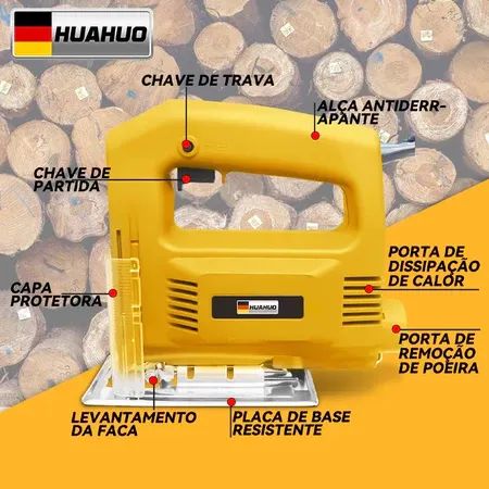 Serra Tico Tico Profissional 750W Base Ajustável Corta Madeira Metal Aluminio Plastico