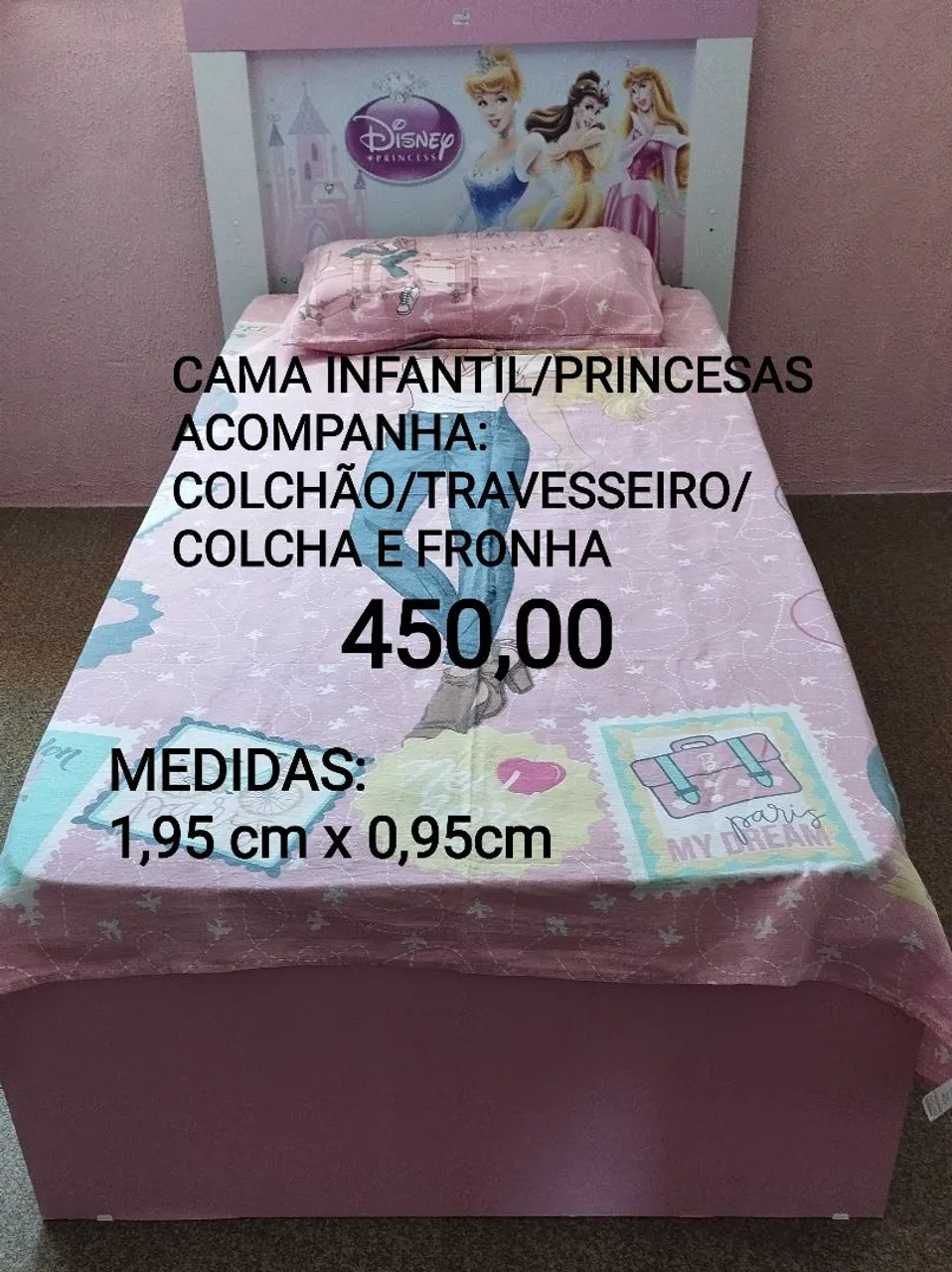Cama Infantil Princesas Completa 1,95x0,95cm